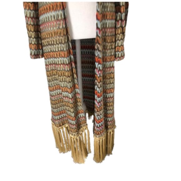 Alexis Geniste Fringe Kimono Maxi Dress Belted Sz XS - Picture 5 of 10